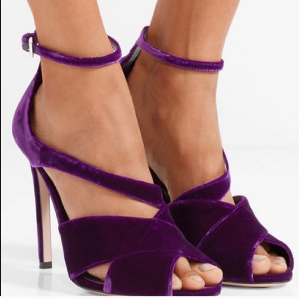 Prada purple velvet strappy slingback sandals IT38